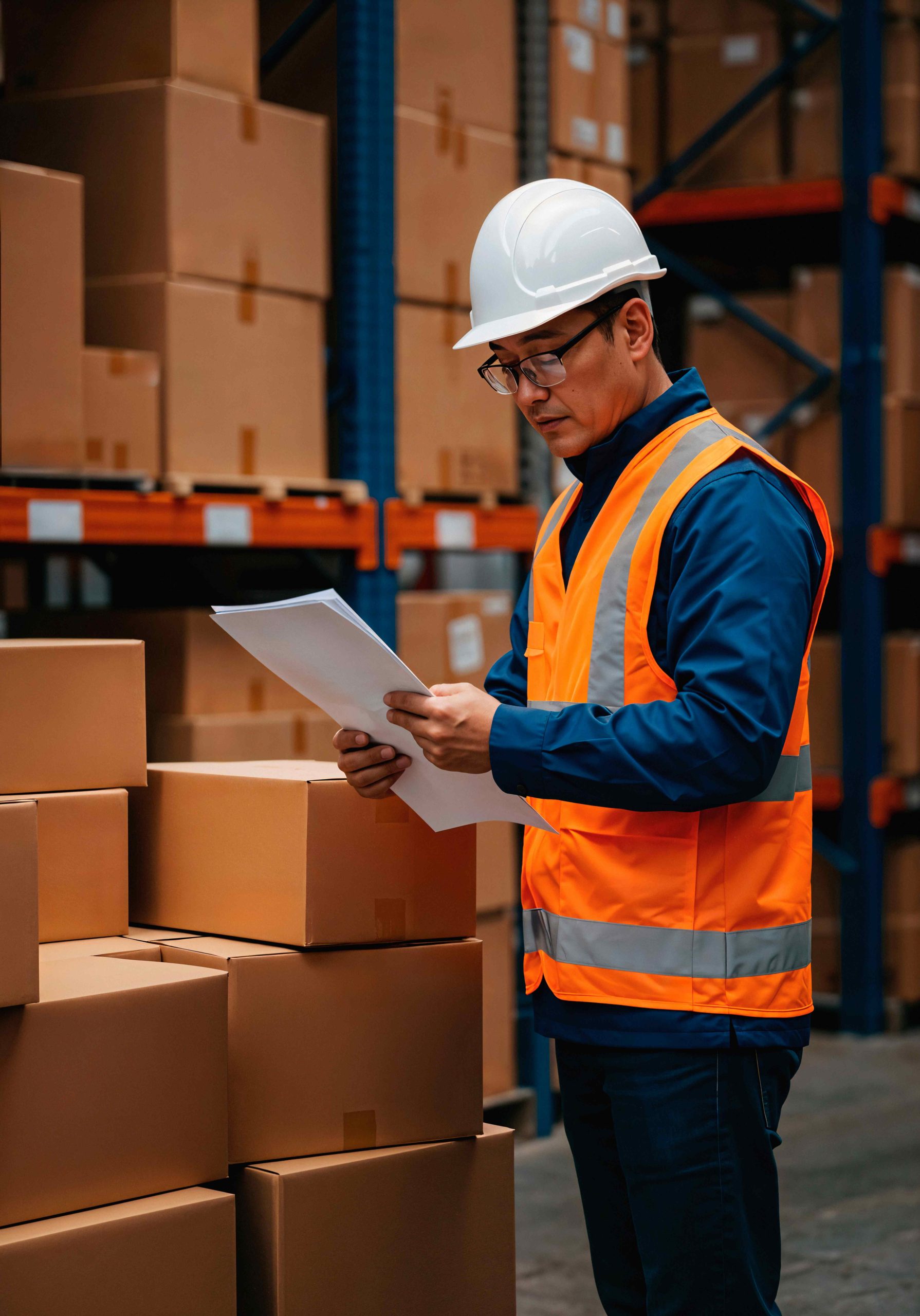 warehouse worker inspecting inventory documents(1)